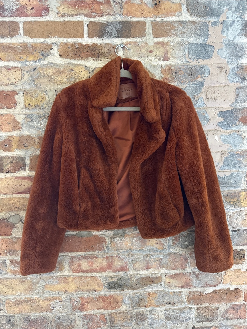 Blank NYC Cropped Teddy Jacket in Chestnut Brown